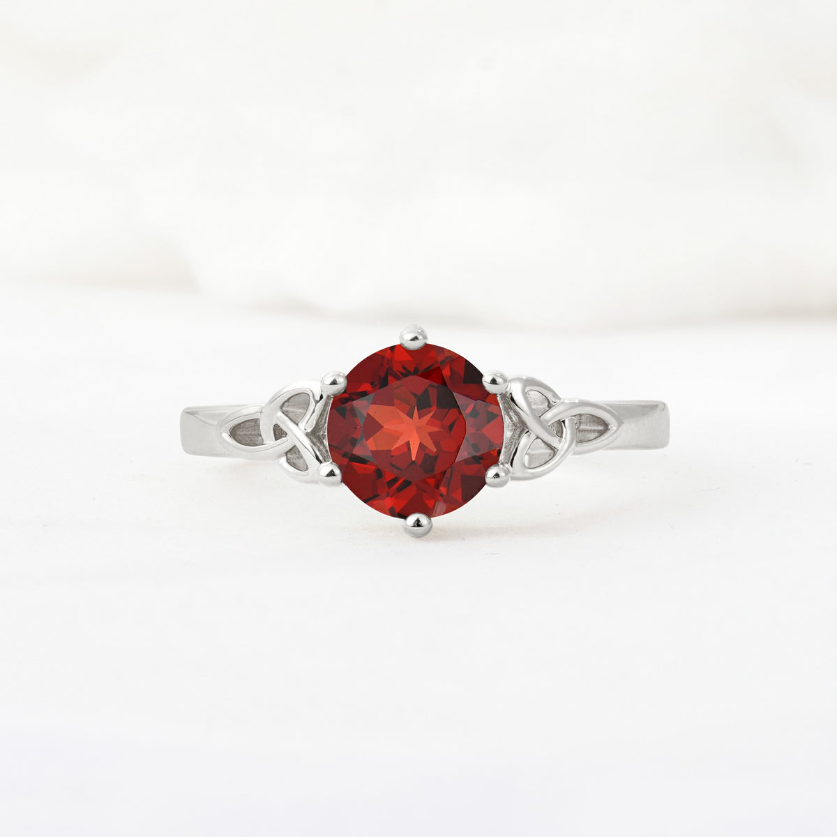Celtic Knot Round Cut Garnet Engagement Ring for Her - Additional view