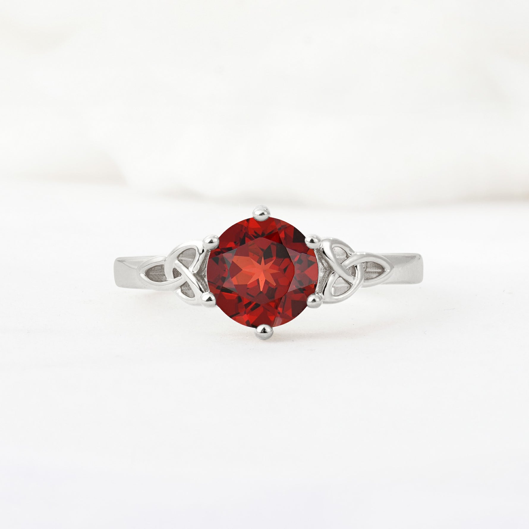 Celtic Knot Round Cut Garnet Engagement Ring for Her - Additional view