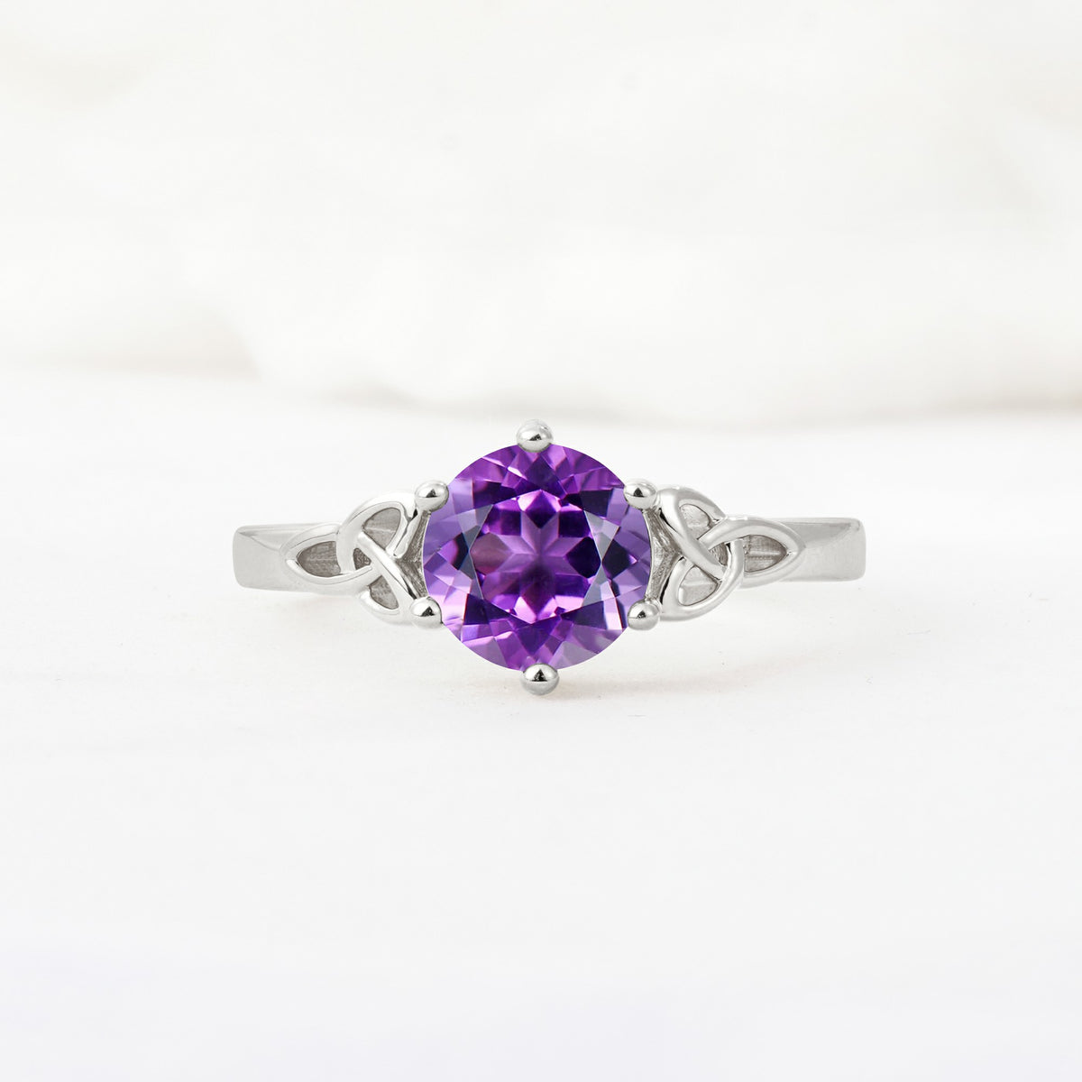 Celtic Knot Round Cut Amethyst Engagement Ring for Her - Additional view