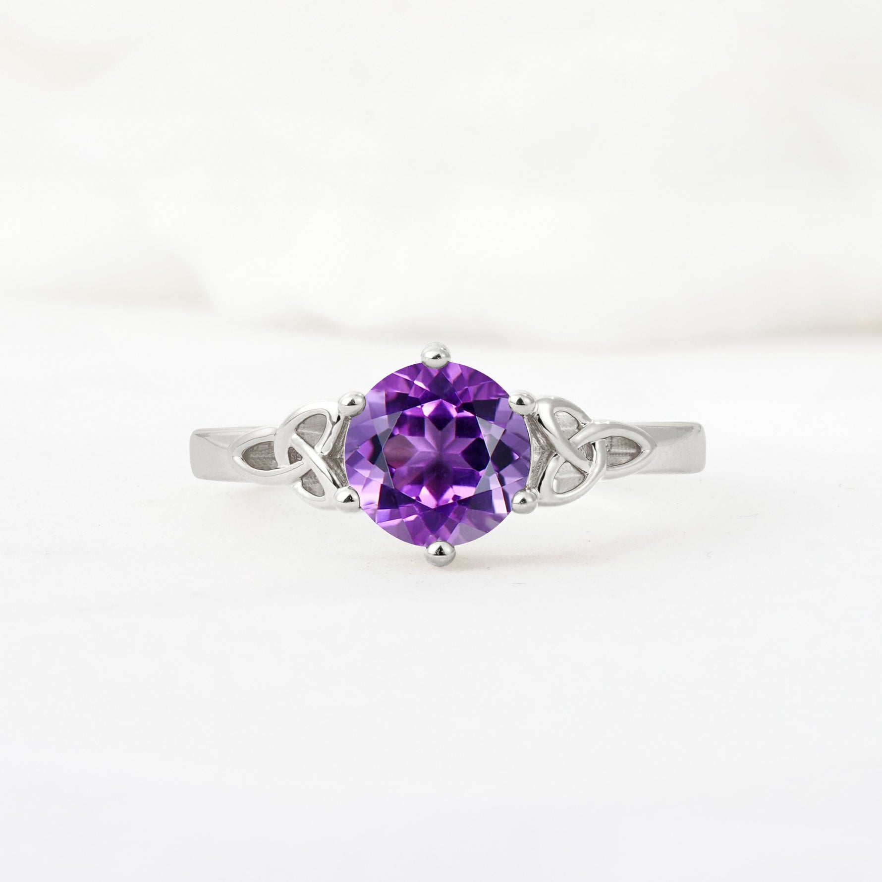 Celtic Knot Round Cut Amethyst Engagement Ring for Her - Additional view