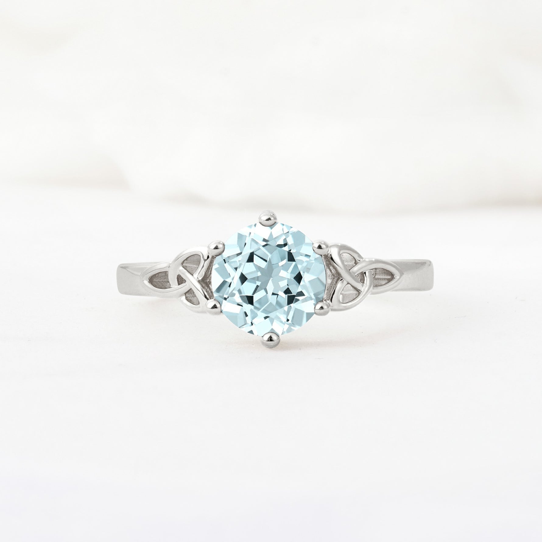 Celtic Knot Round Cut Aquamarine Engagement Ring for Her - Additional view