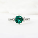 Celtic Knot Round Cut Emerald Engagement Ring for Her - Additional view