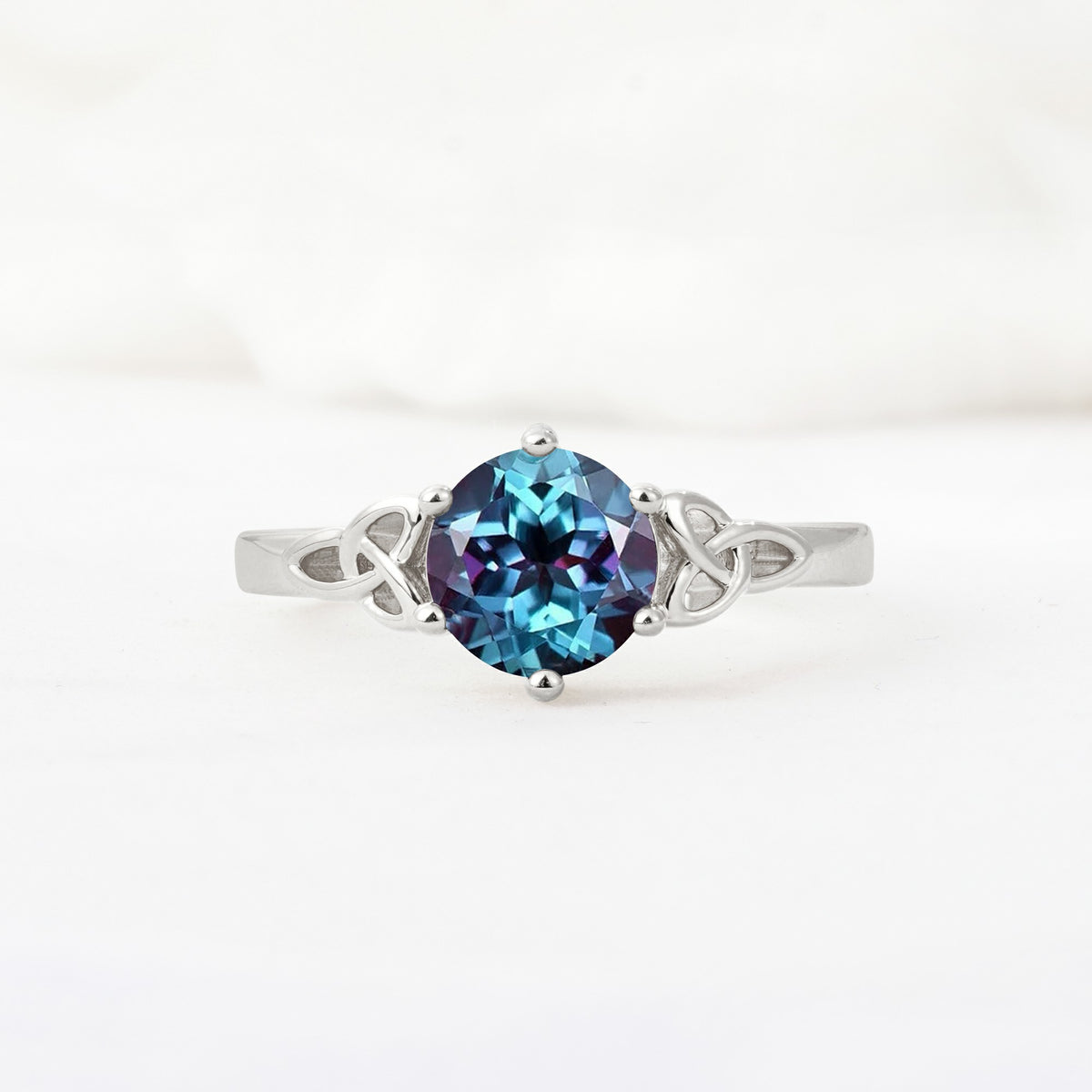 Celtic Knot Round Cut Alexandrite Engagement Ring for Her - Additional view