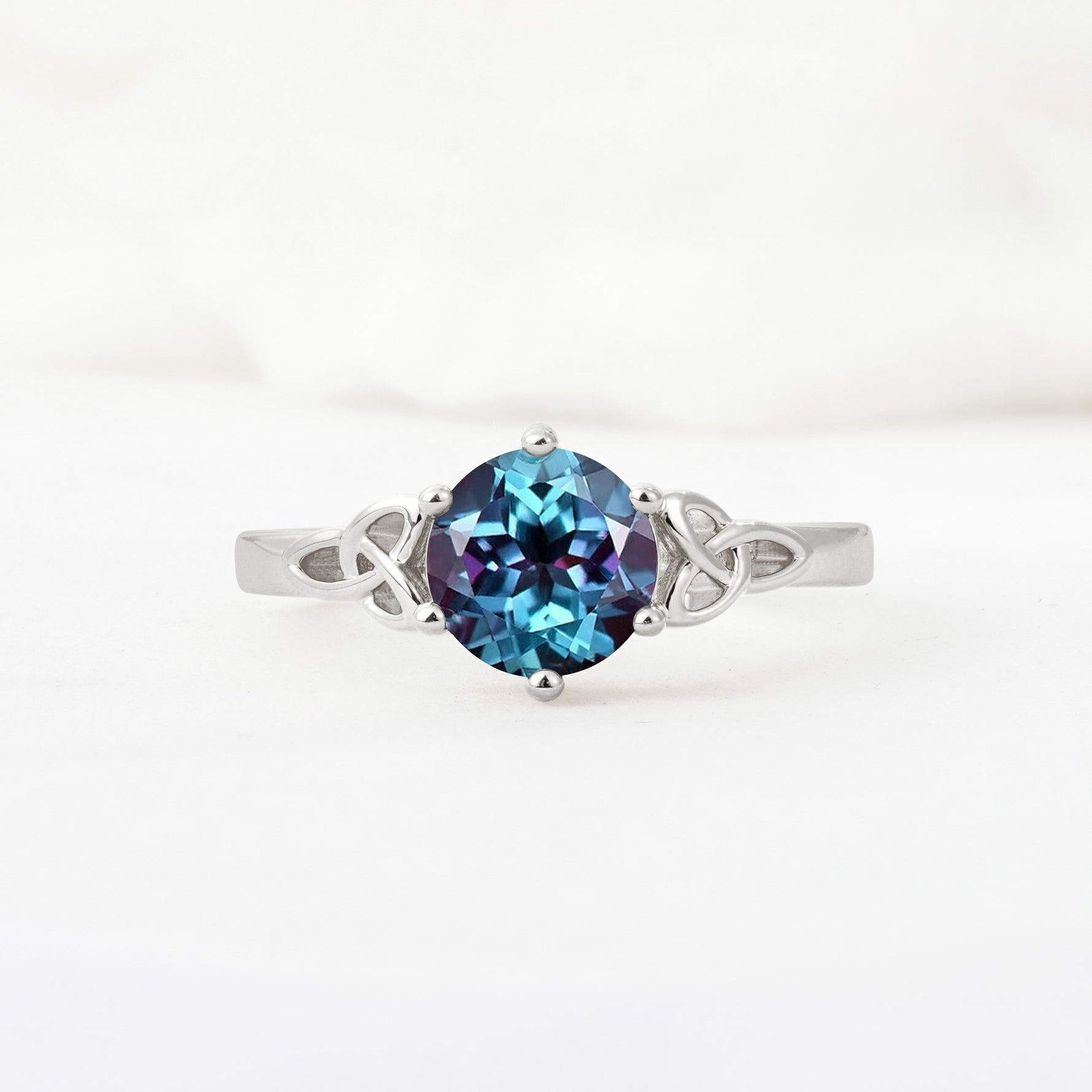 Celtic Knot Round Cut Alexandrite Engagement Ring for Her - Additional view