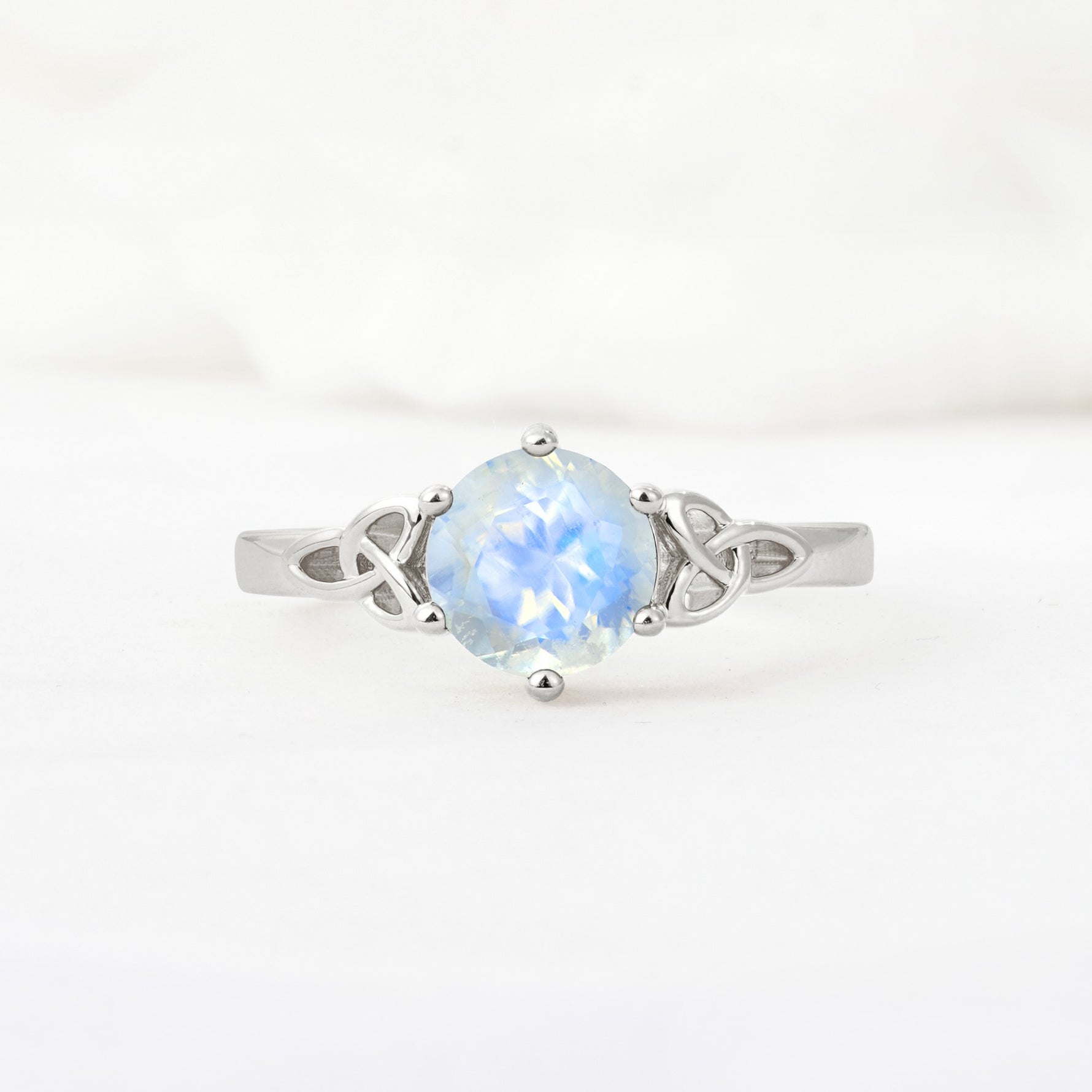 Celtic Knot Round Cut Moonstone Engagement Ring for Her - Additional view