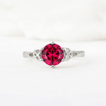 Celtic Knot Round Cut Ruby Engagement Ring for Her - Additional view