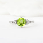 Celtic Knot Round Cut Peridot Engagement Ring for Her - Additional view