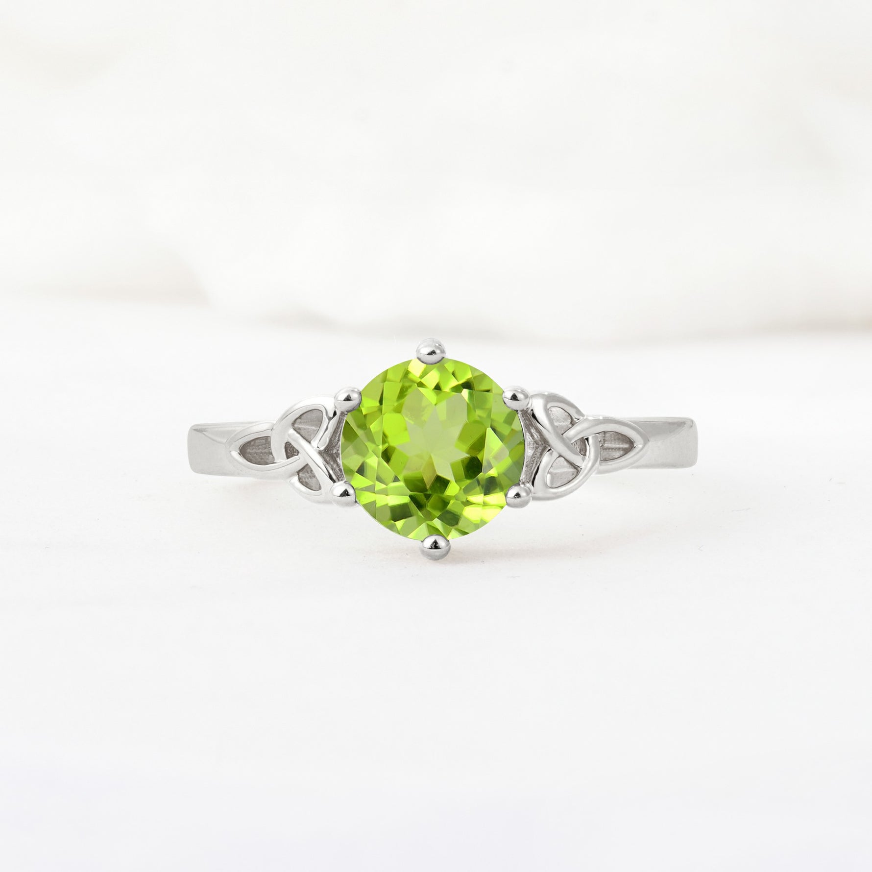 Celtic Knot Round Cut Peridot Engagement Ring for Her - Additional view