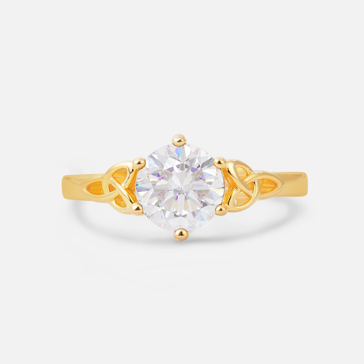 Celtic Knot Round Cut Moissanite Engagement Ring for Her