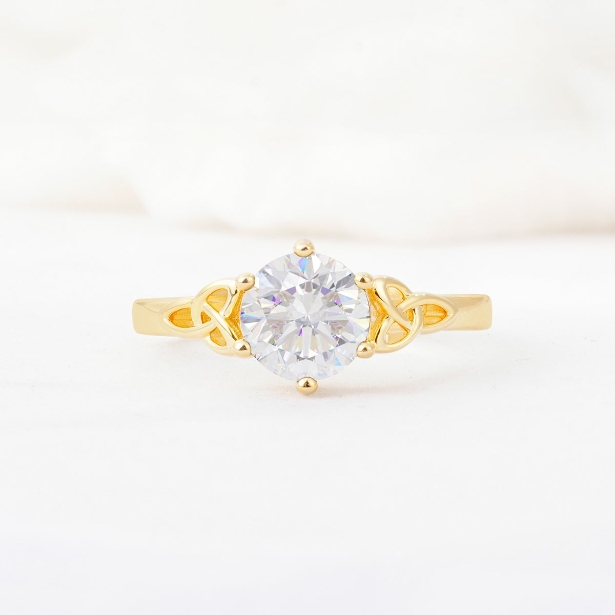 Celtic Knot Round Cut Moissanite Engagement Ring for Her - Additional view
