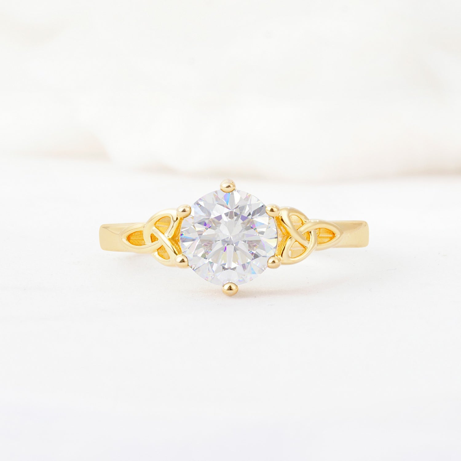 Celtic Knot Round Cut Moissanite Engagement Ring for Her - Additional view
