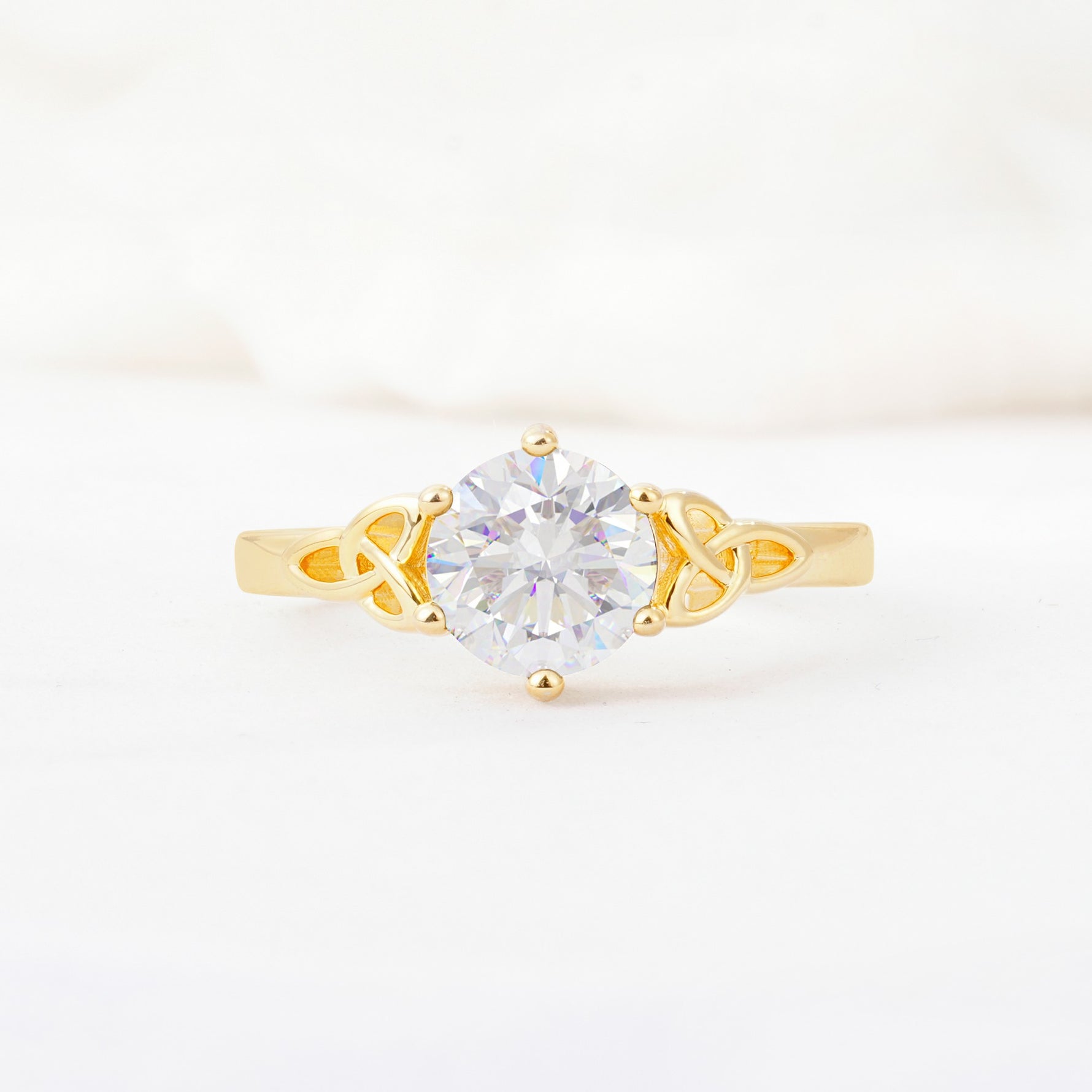 Celtic Knot Round Cut Moissanite Engagement Ring for Her - Additional view
