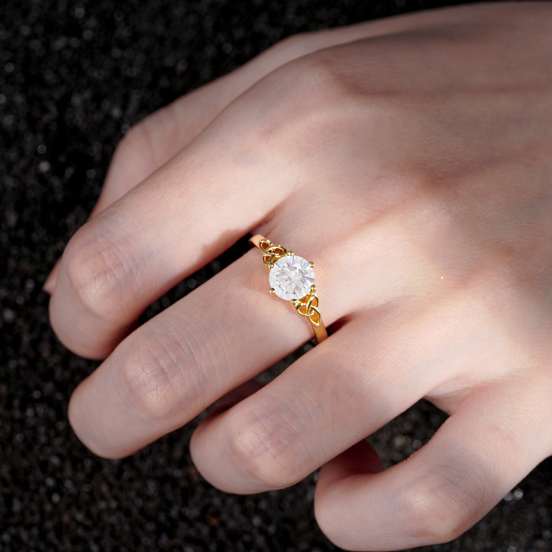 Celtic Knot Round Cut Moissanite Engagement Ring for Her - Additional view