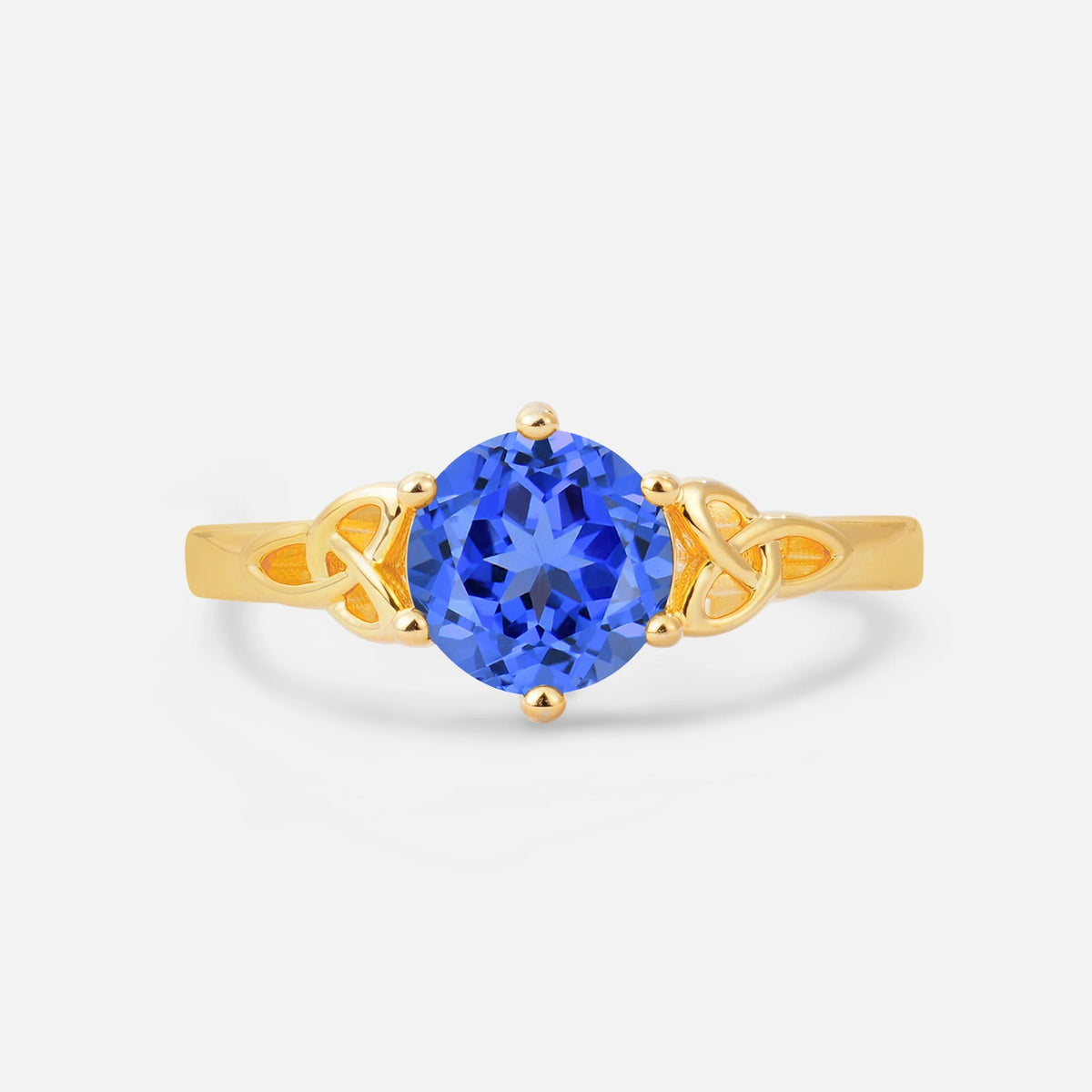 Celtic Knot Round Cut Sapphire Engagement Ring for Her
