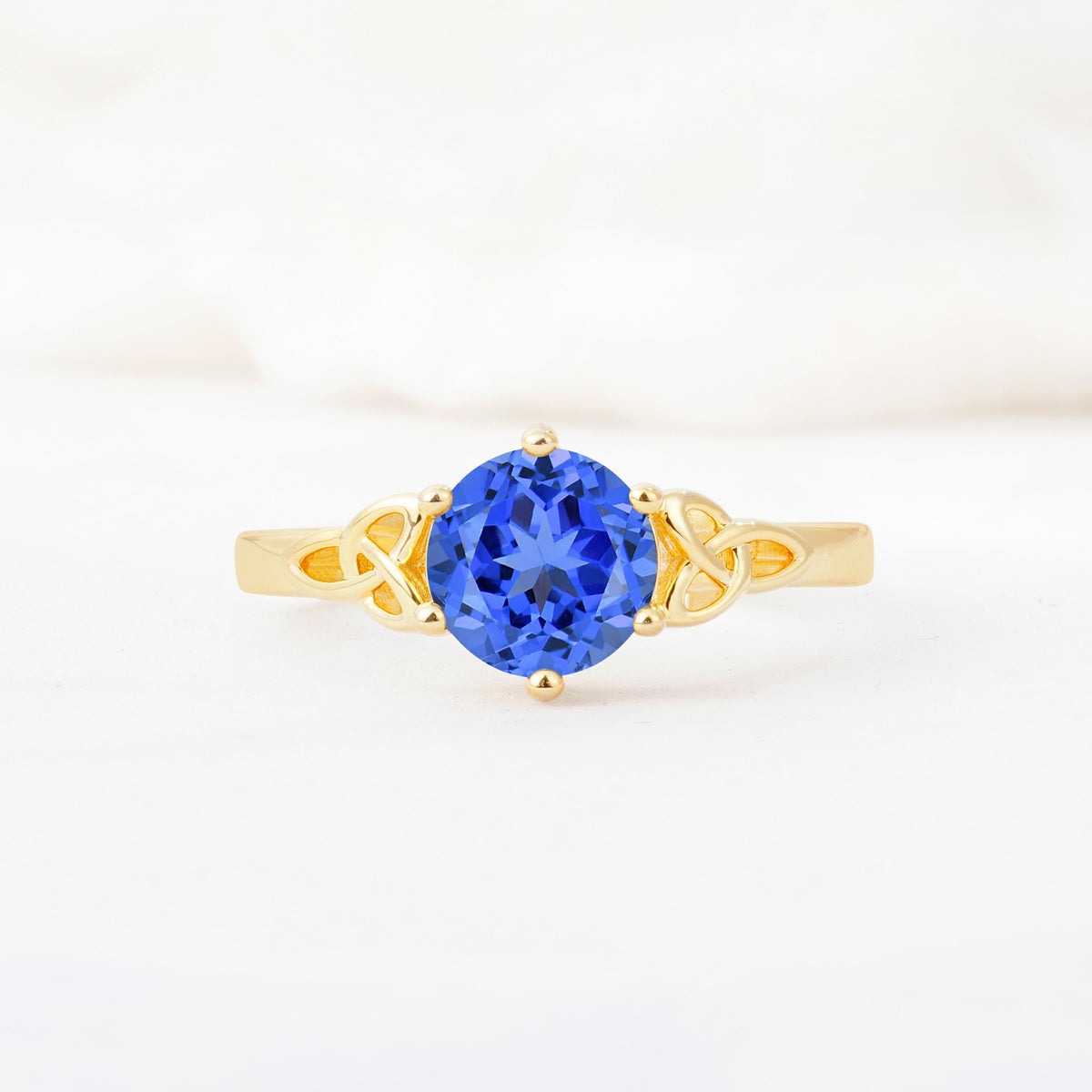 Celtic Knot Round Cut Sapphire Engagement Ring for Her - Additional view