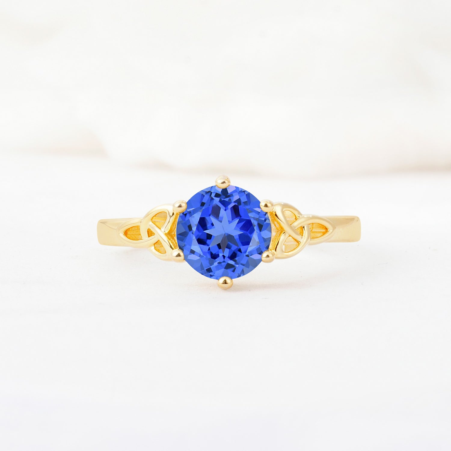 Celtic Knot Round Cut Sapphire Engagement Ring for Her - Additional view