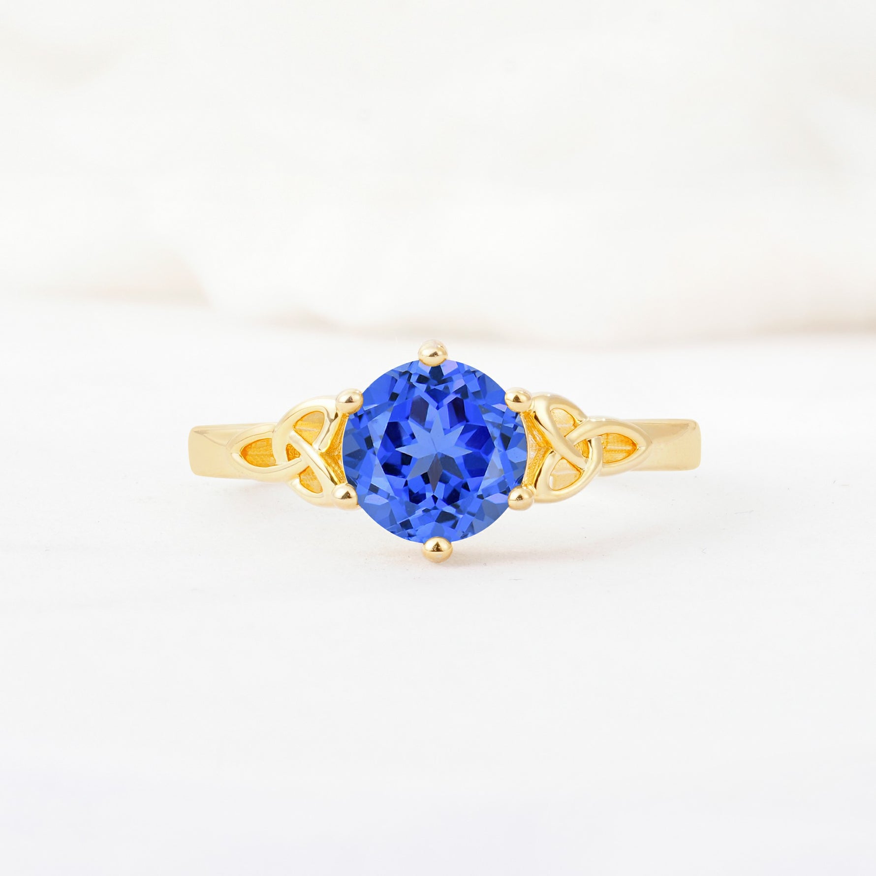 Celtic Knot Round Cut Sapphire Engagement Ring for Her - Additional view