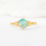 Celtic Knot Round Cut Fire Opal Engagement Ring for Her - Additional view