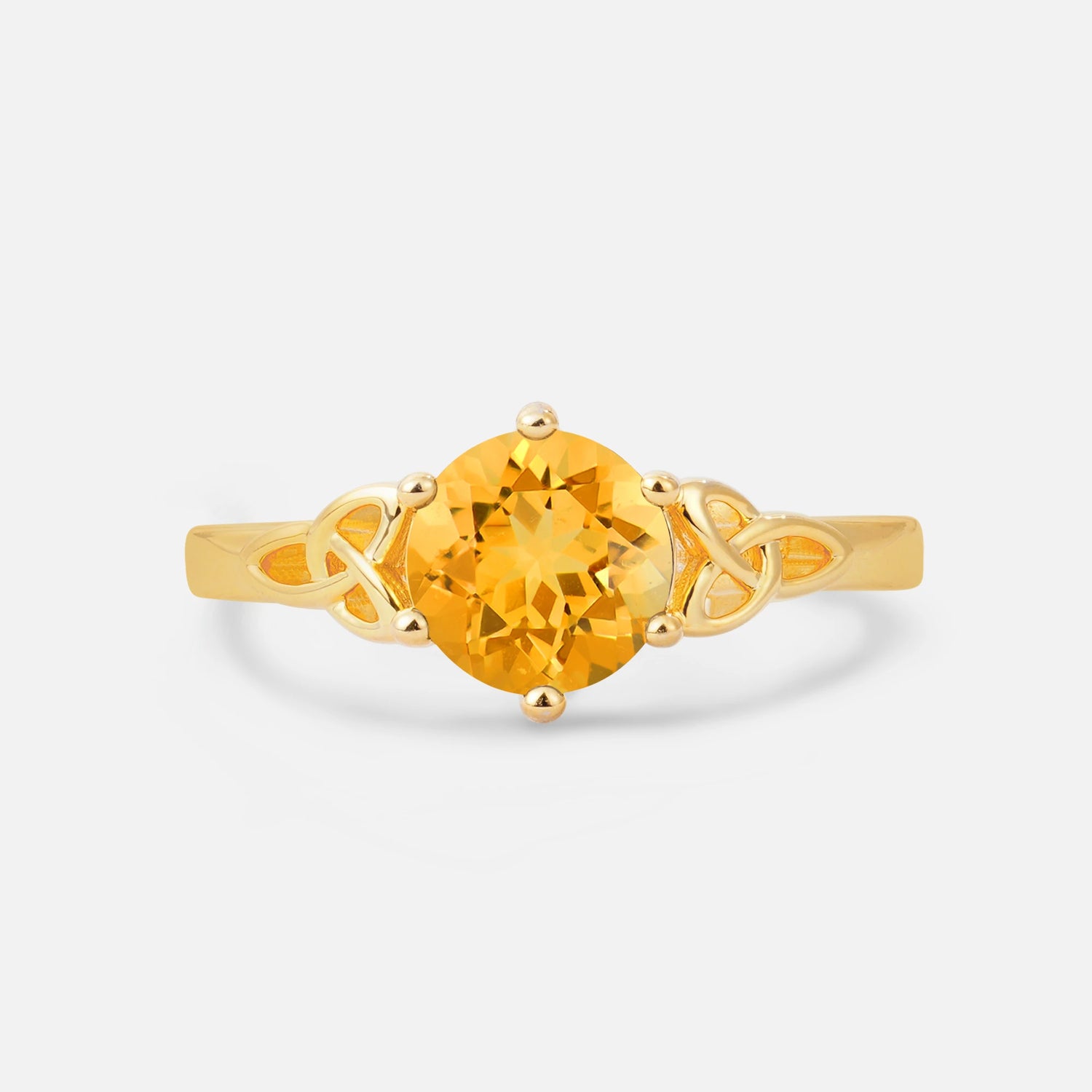 Celtic Knot Round Cut Citrine Engagement Ring for Her