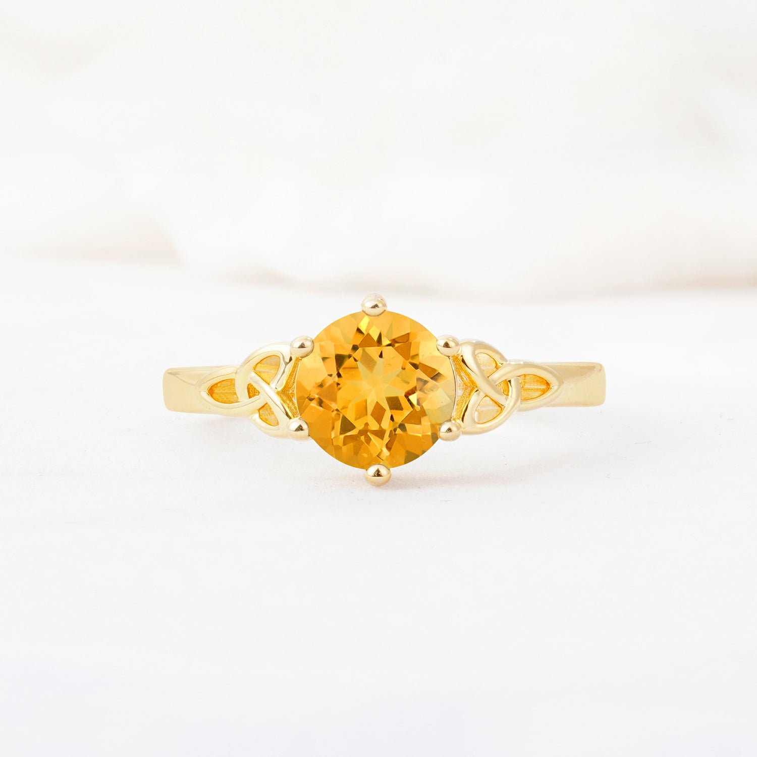 Celtic Knot Round Cut Citrine Engagement Ring for Her - Additional view