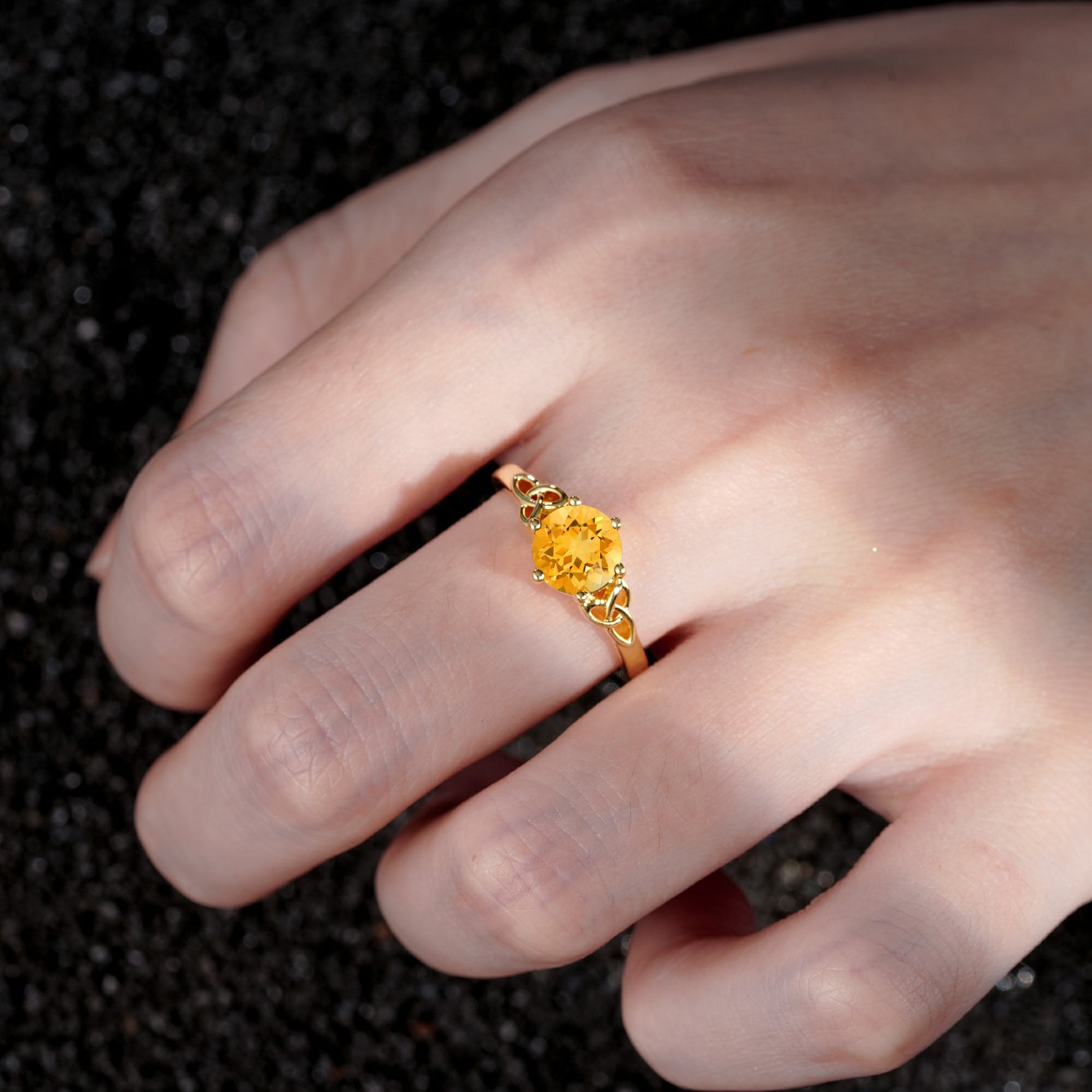 Celtic Knot Round Cut Citrine Engagement Ring for Her - Additional view