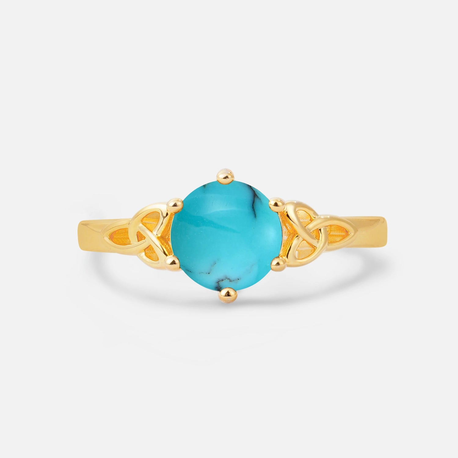 Celtic Knot Round Cut Turquoise Engagement Ring for Her