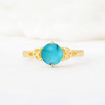 Celtic Knot Round Cut Turquoise Engagement Ring for Her - Additional view