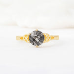 Celtic Knot Round Cut Black Rutilated Quartz Engagement Ring for Her - Additional view