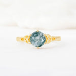 Celtic Knot Round Cut Moss Agate Engagement Ring for Her - Additional view