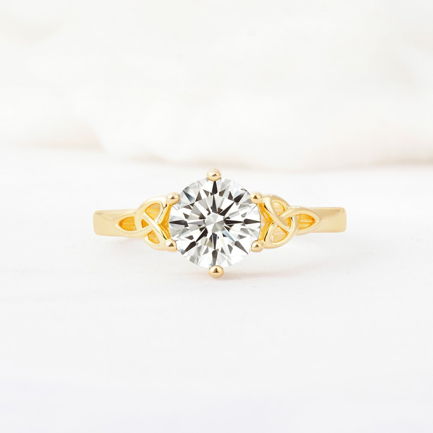 Celtic Knot Round Cut Lab Diamond Engagement Ring for Her - Additional view
