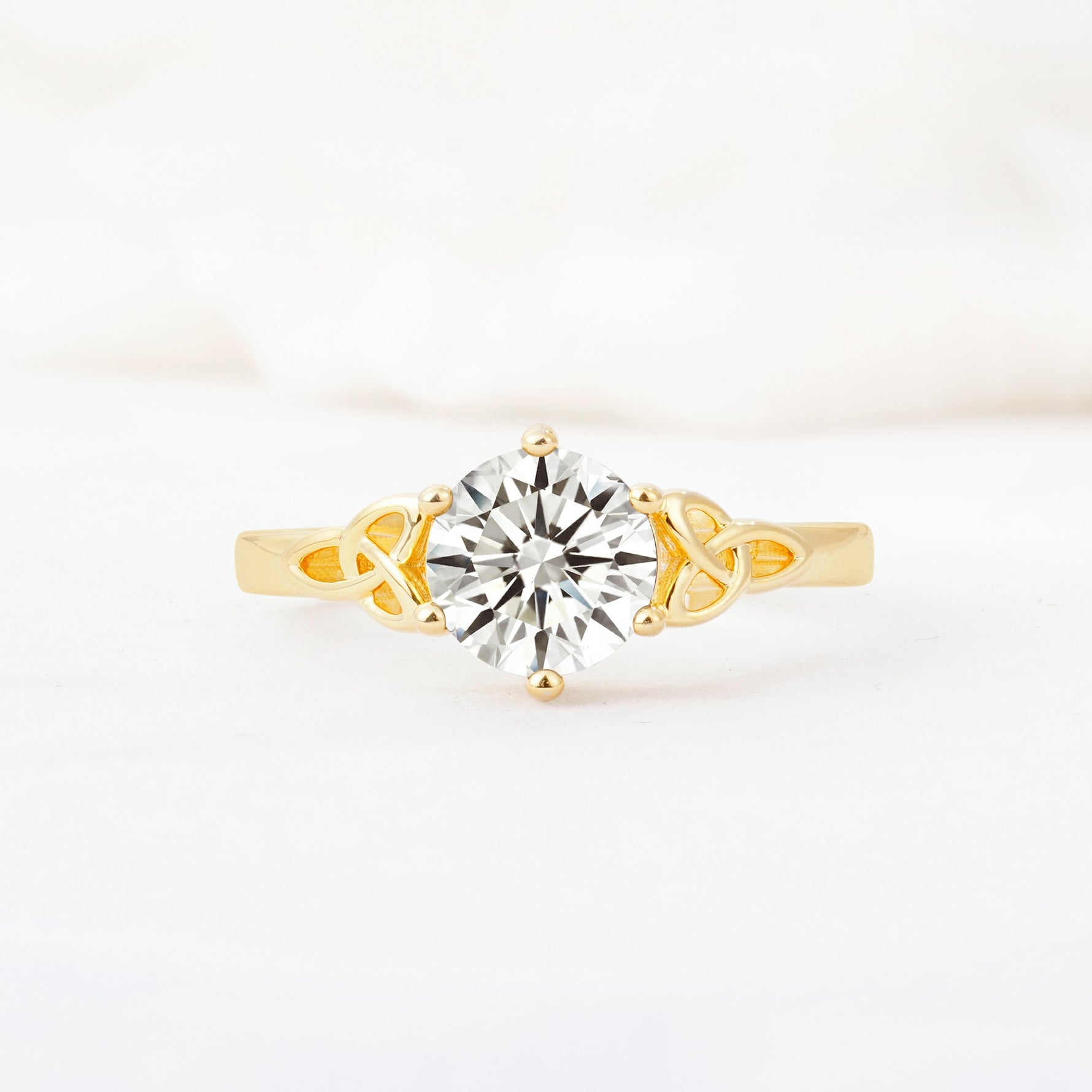 Celtic Knot Round Cut Lab Diamond Engagement Ring for Her - Additional view