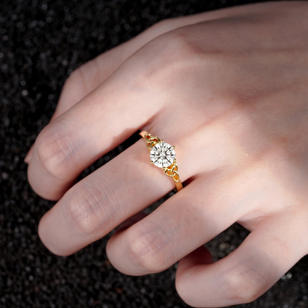 Celtic Knot Round Cut Lab Diamond Engagement Ring for Her