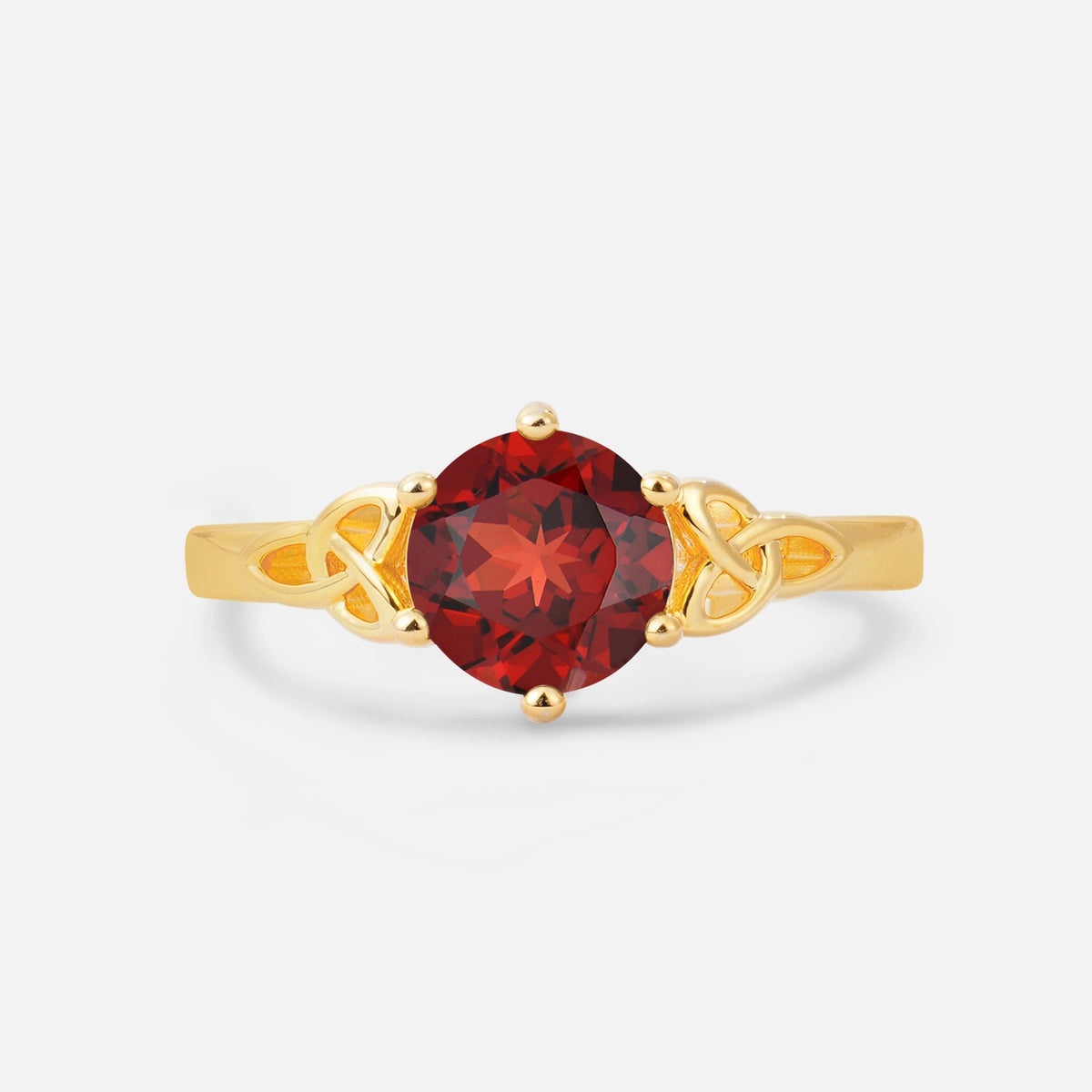 Celtic Knot Round Cut Garnet Engagement Ring for Her