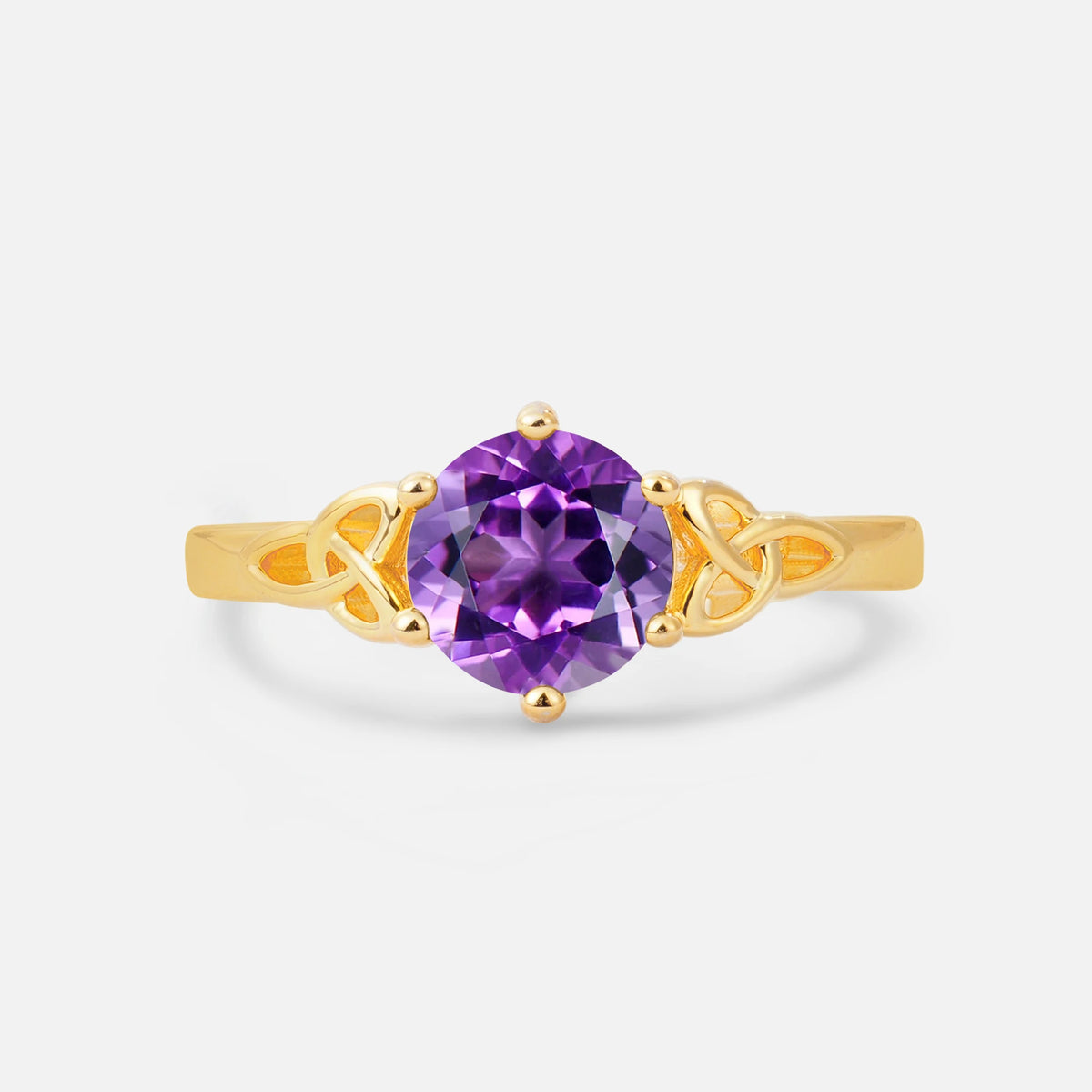 Celtic Knot Round Cut Amethyst Engagement Ring for Her