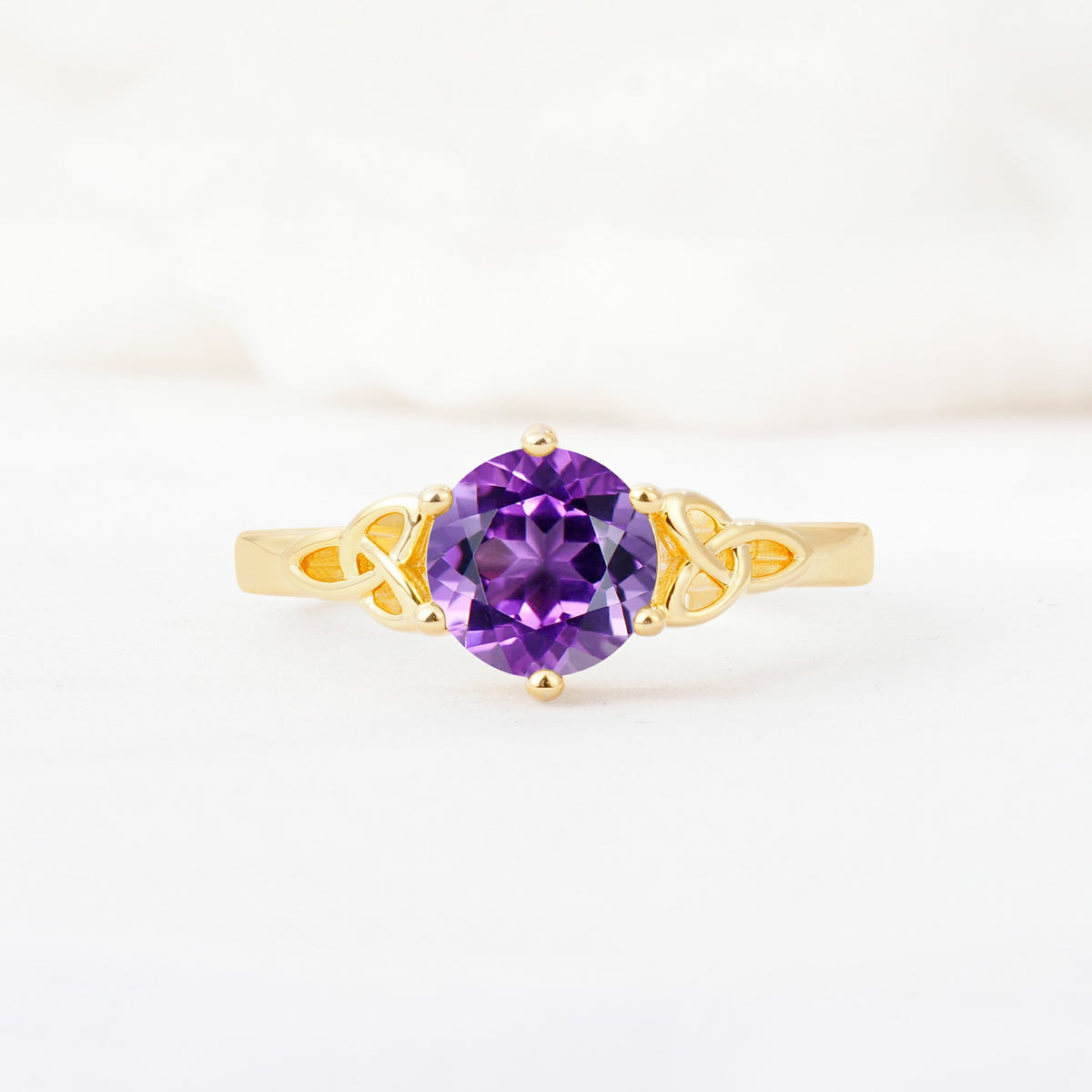 Celtic Knot Round Cut Amethyst Engagement Ring for Her - Additional view