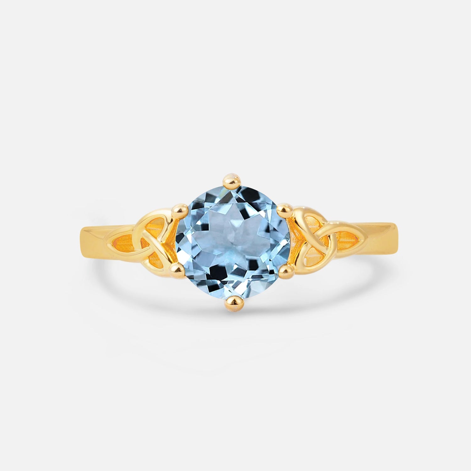Celtic Knot Round Cut Aquamarine Engagement Ring for Her