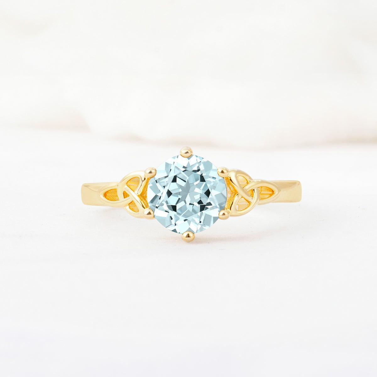 Celtic Knot Round Cut Aquamarine Engagement Ring for Her - Additional view