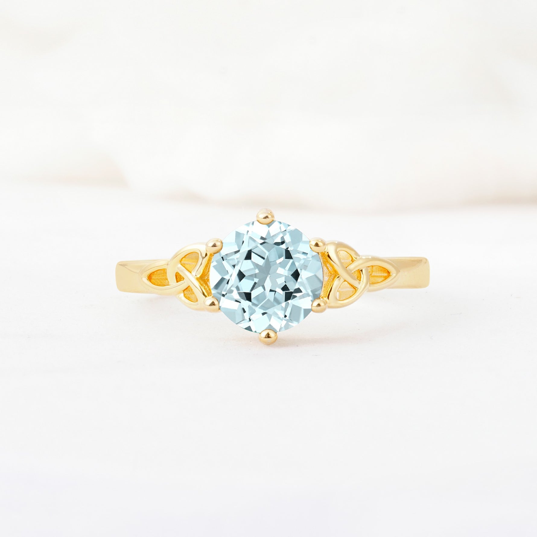 Celtic Knot Round Cut Aquamarine Engagement Ring for Her - Additional view