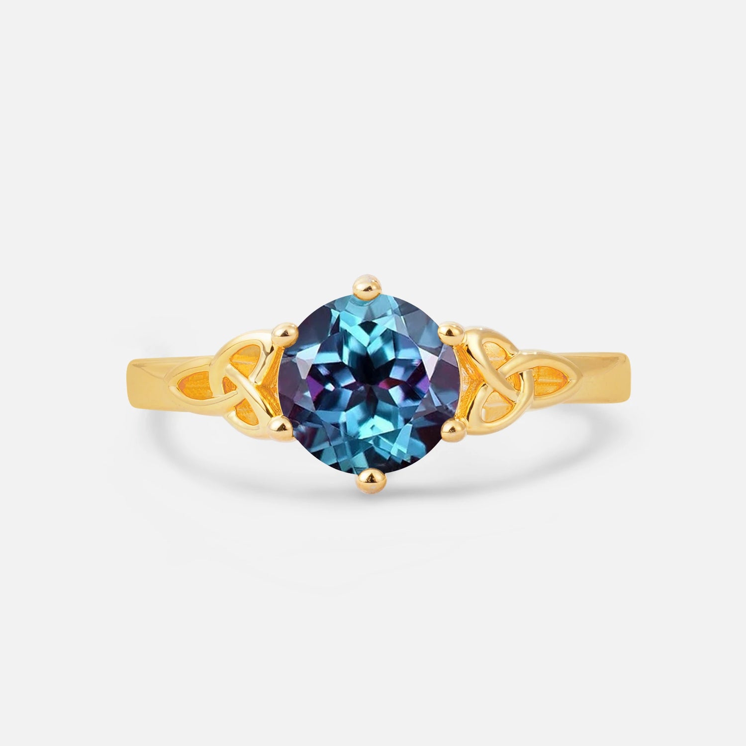 Celtic Knot Round Cut Alexandrite Engagement Ring for Her