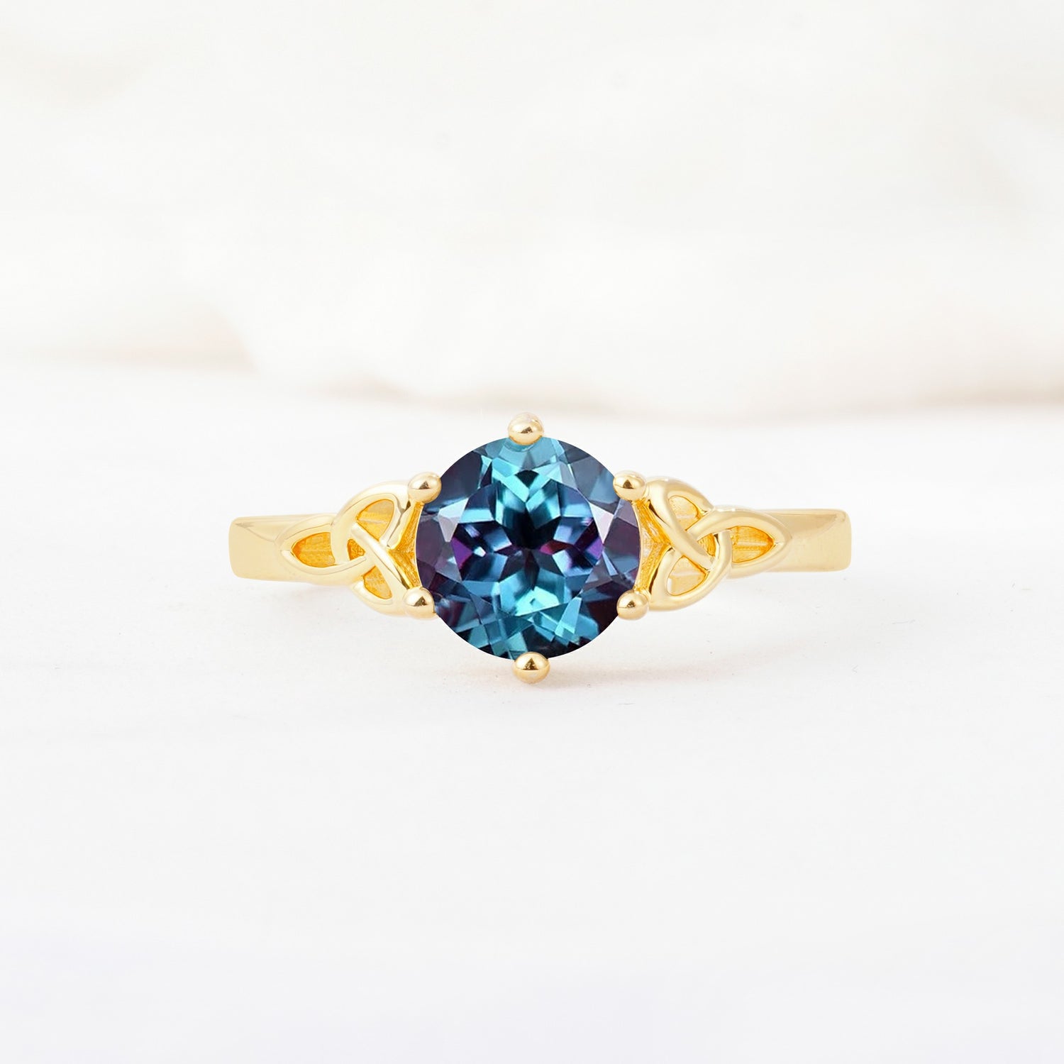 Celtic Knot Round Cut Alexandrite Engagement Ring for Her - Additional view