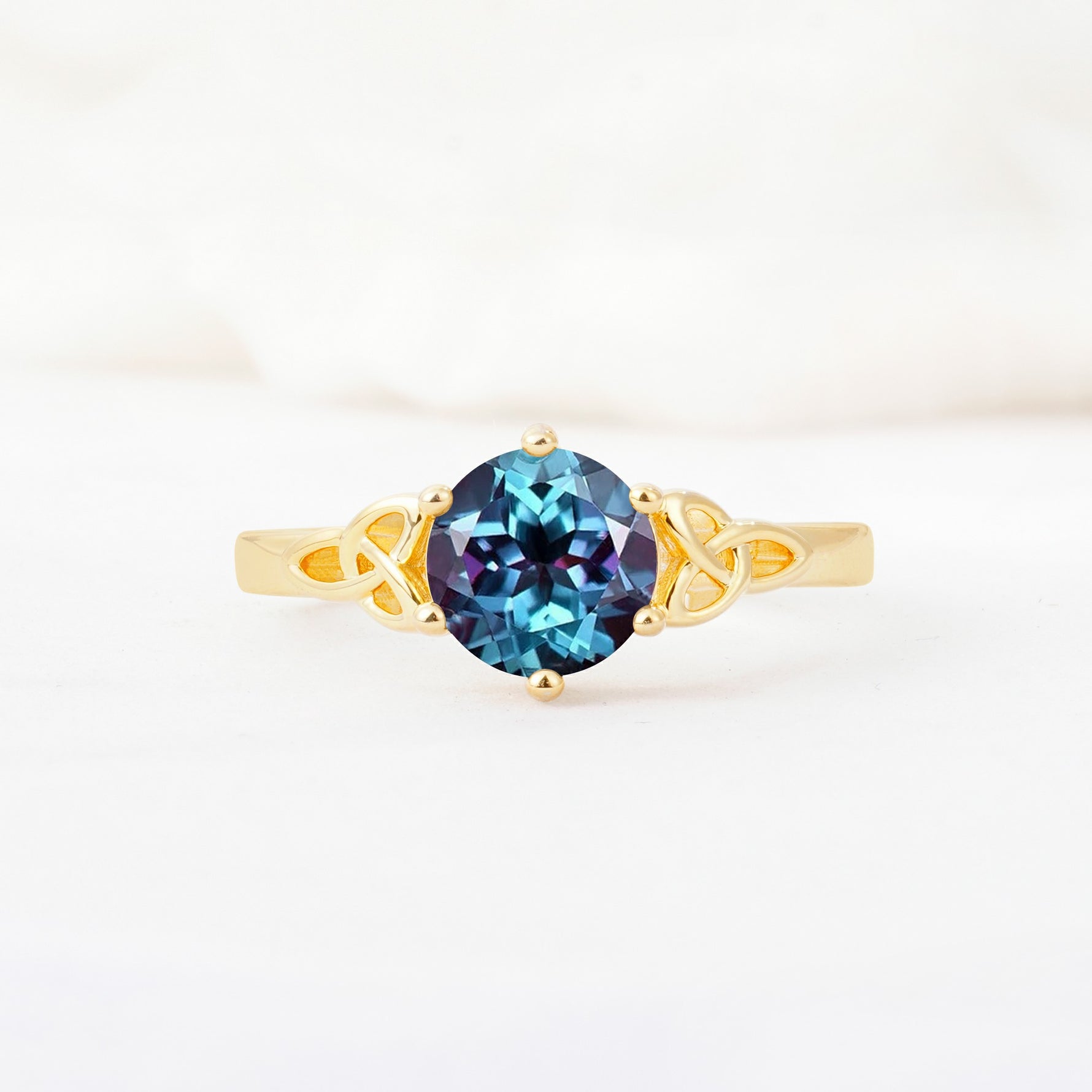 Celtic Knot Round Cut Alexandrite Engagement Ring for Her - Additional view