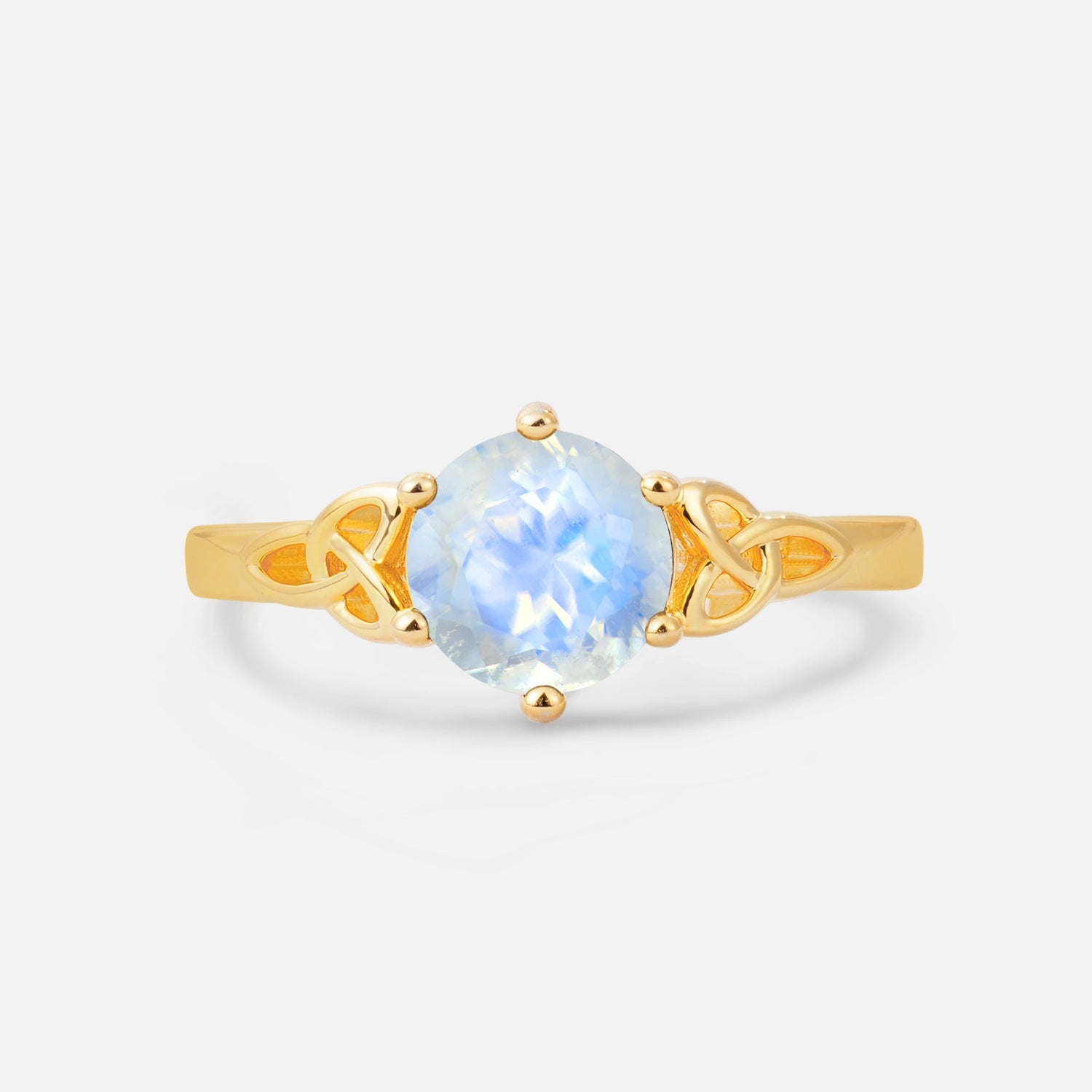 Celtic Knot Round Cut Moonstone Engagement Ring for Her