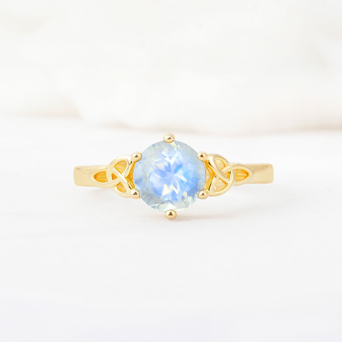 Celtic Knot Round Cut Moonstone Engagement Ring for Her - Additional view