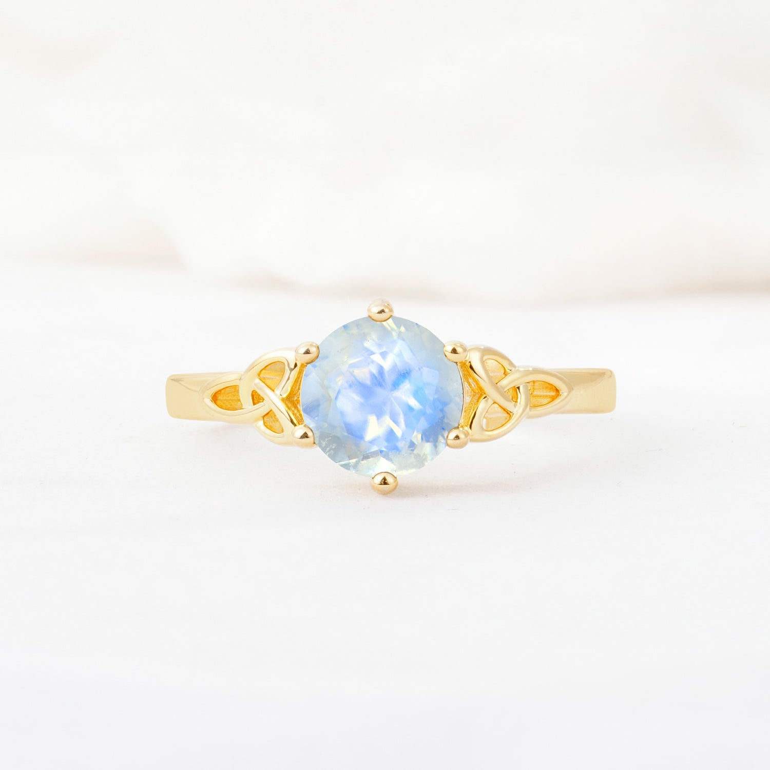 Celtic Knot Round Cut Moonstone Engagement Ring for Her - Additional view