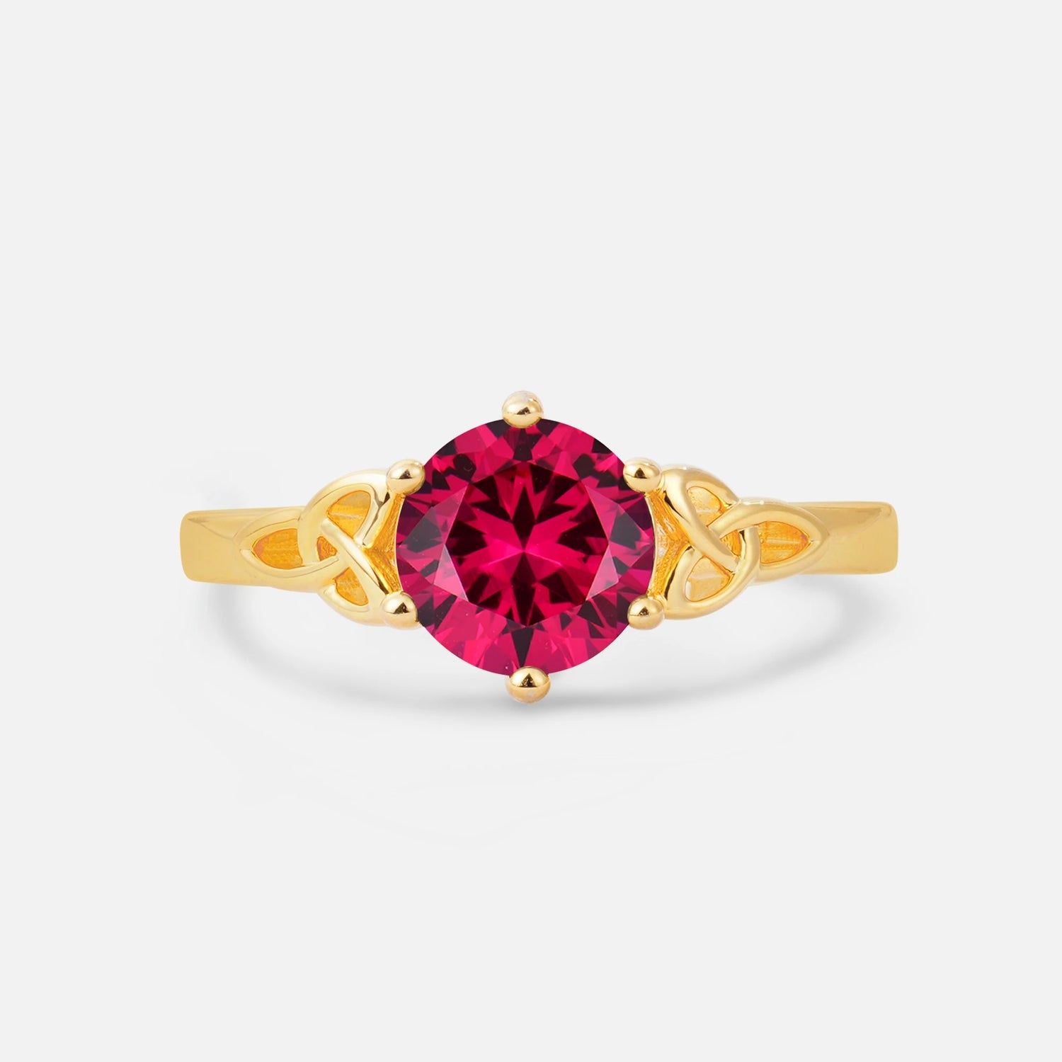 Celtic Knot Round Cut Ruby Engagement Ring for Her