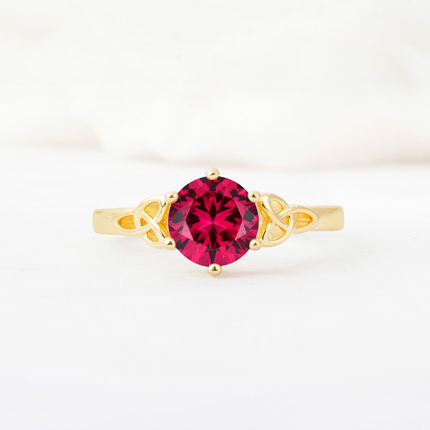 Celtic Knot Round Cut Ruby Engagement Ring for Her - Additional view