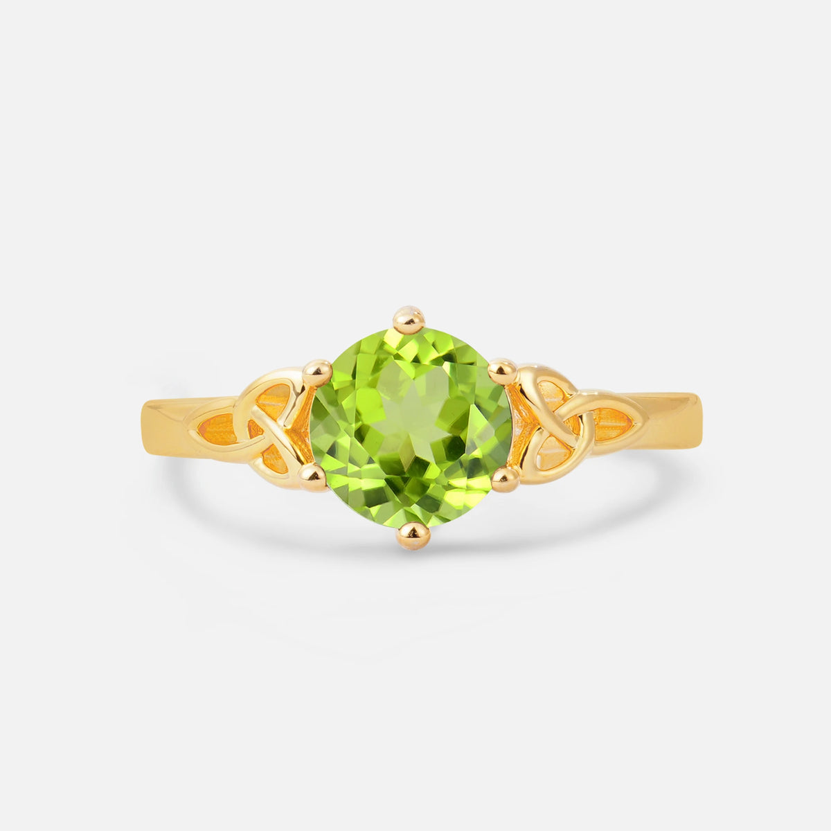 Celtic Knot Round Cut Peridot Engagement Ring for Her