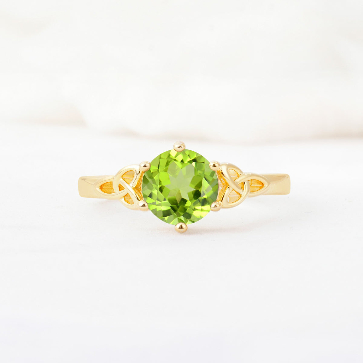 Celtic Knot Round Cut Peridot Engagement Ring for Her - Additional view