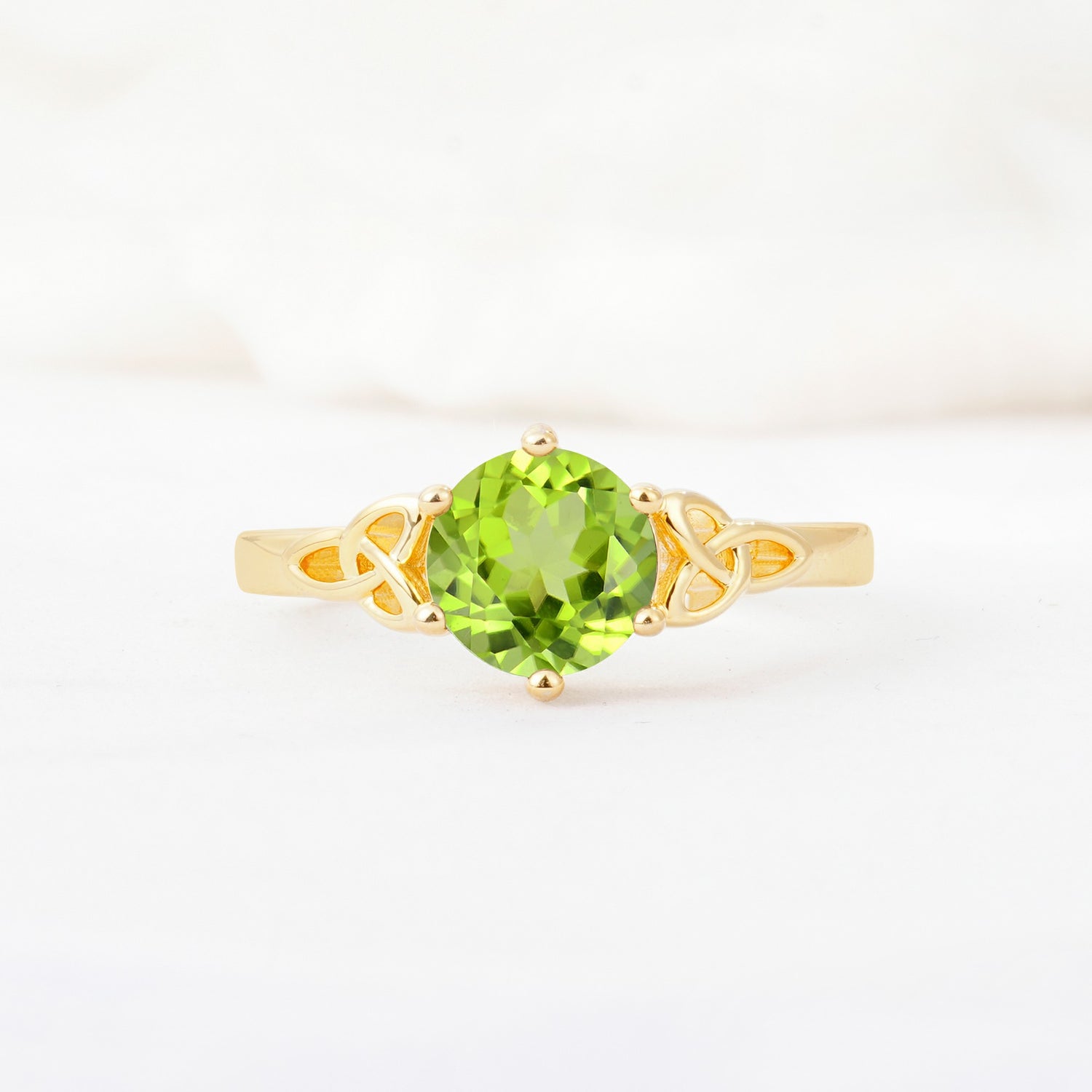 Celtic Knot Round Cut Peridot Engagement Ring for Her - Additional view