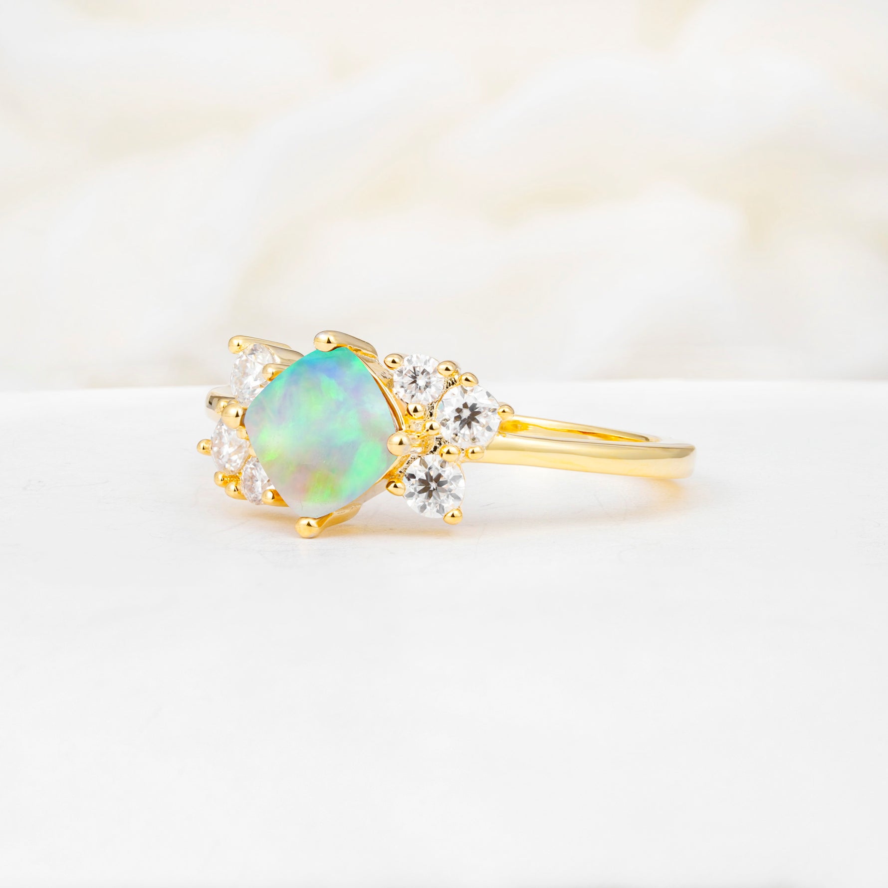 SR12947 Fire Opal Ring - White-Gold